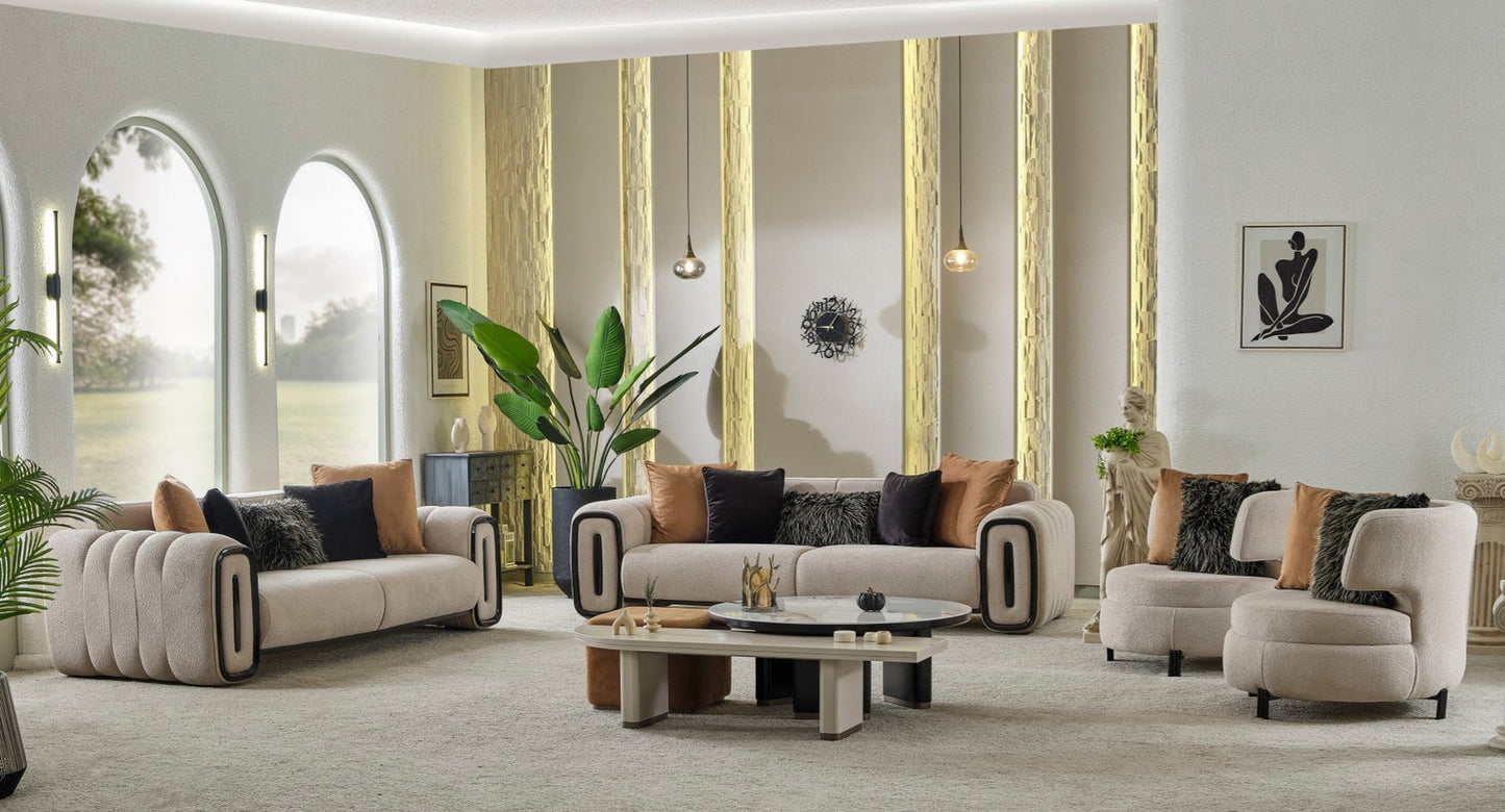 Voyance 4-pieces (2 Four Seat Sofa & 2 Chair) Livingroom Set Beige