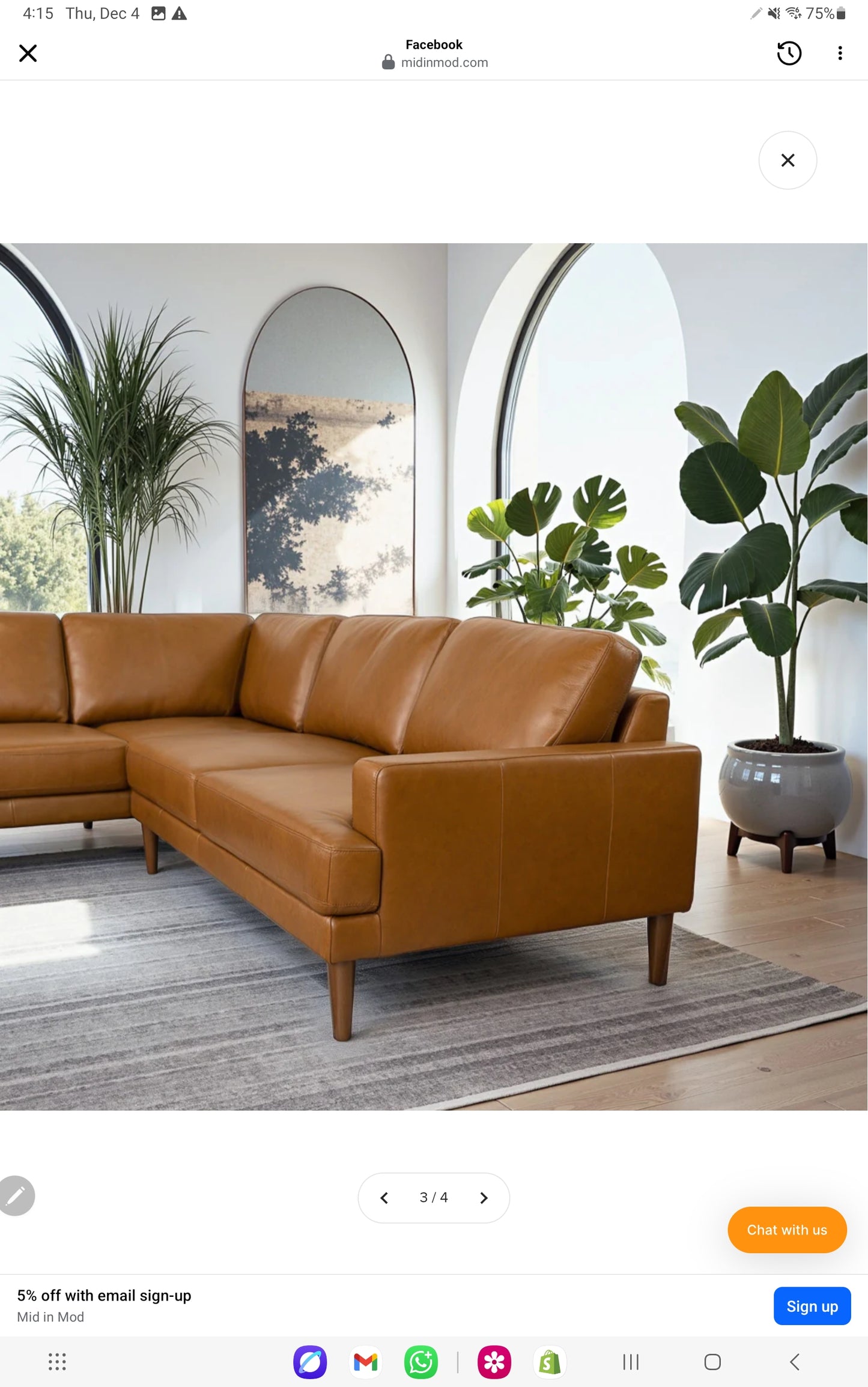 Corbin Left-Facing Tan Genuine Leather Sectional