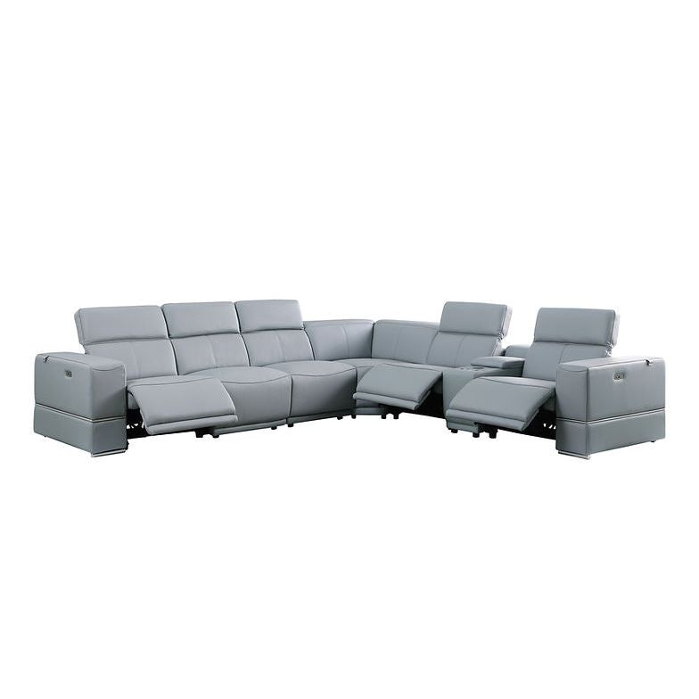 Franco Blue  7pc 3-POWER Reclining Sectional MI-1122