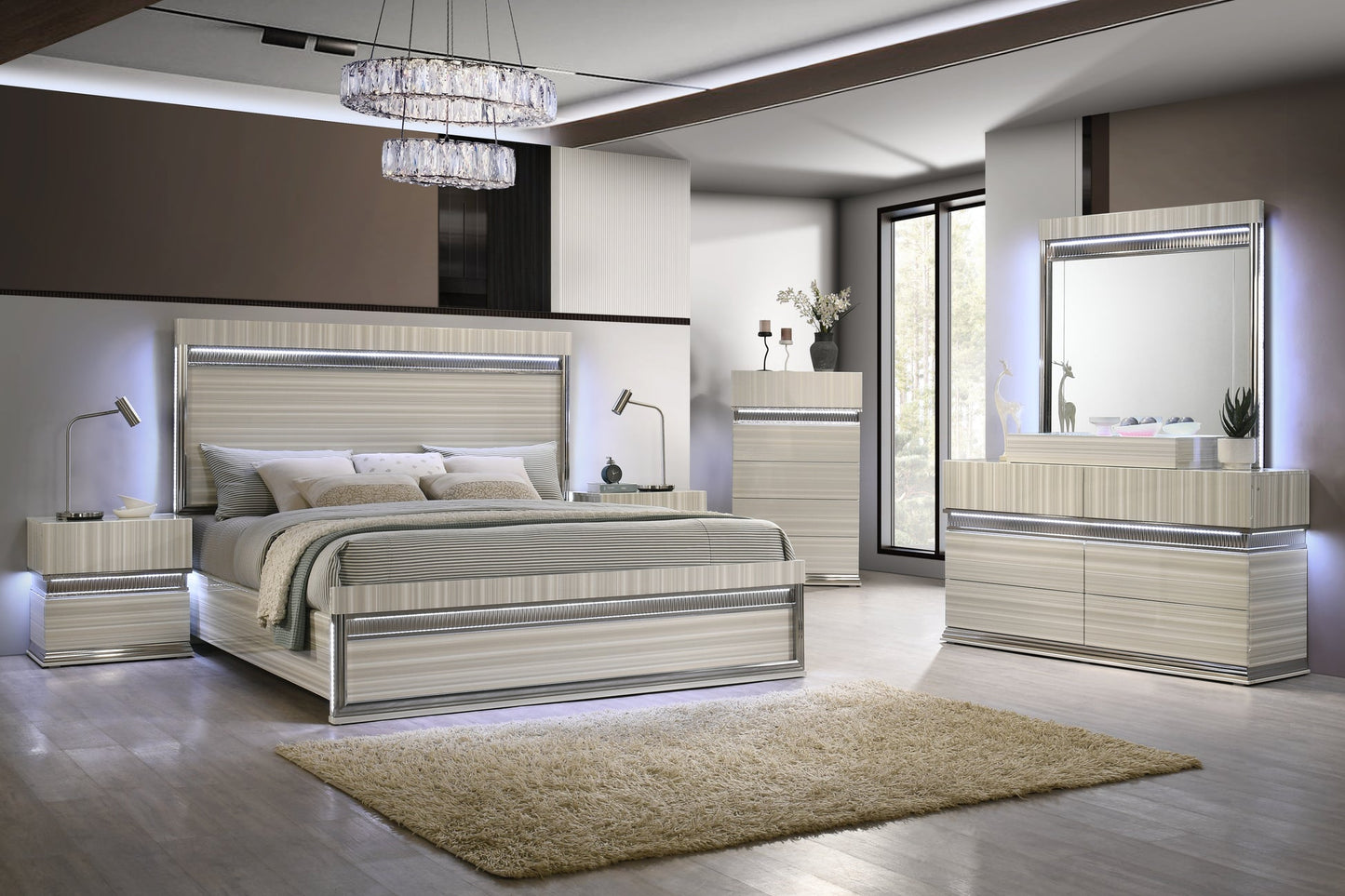 Carrara Platform LED Bedroom Set B33 - Harwin Furniture