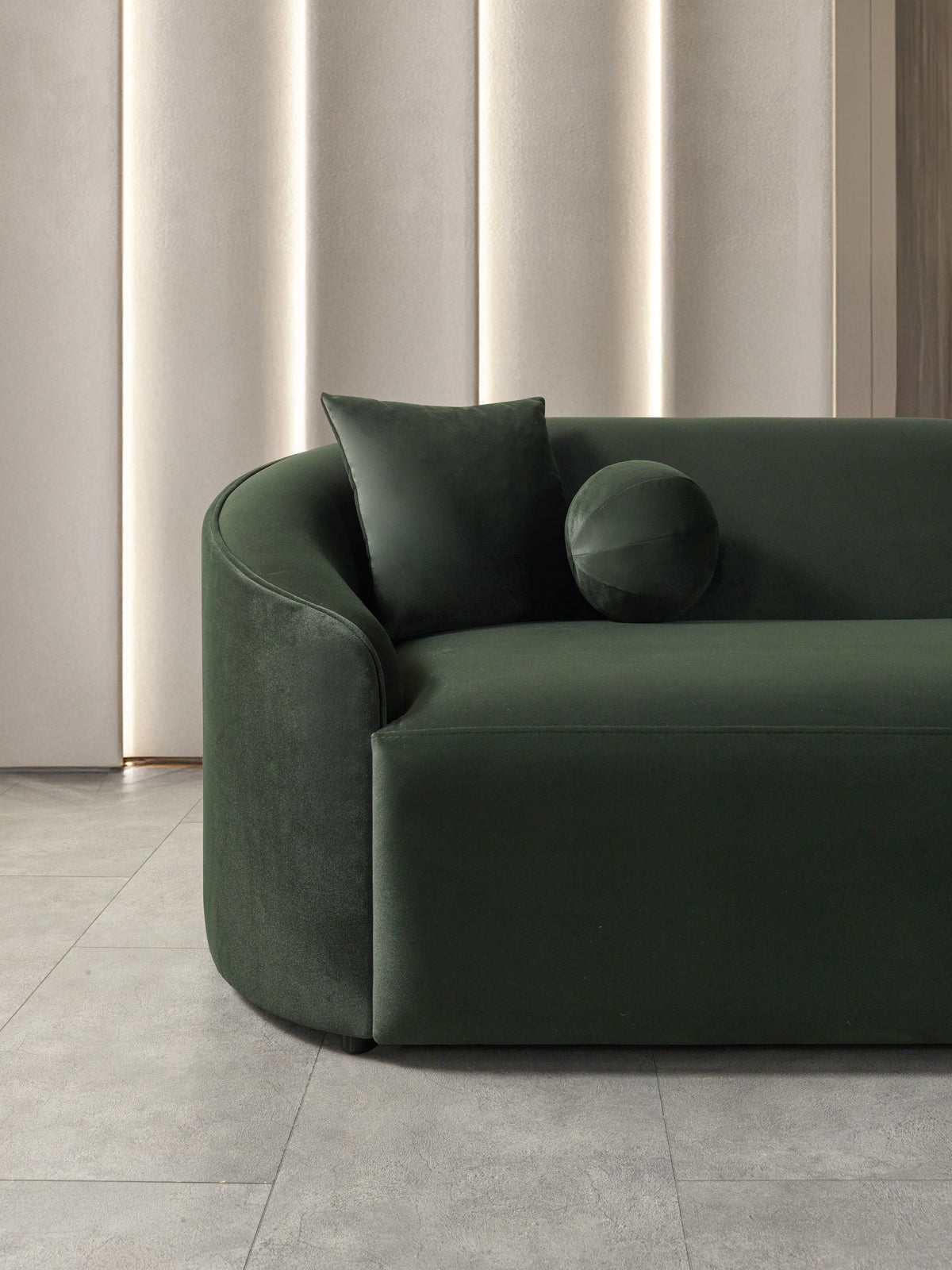 Cloe Green Velvet Curved 134" RAF Sectional