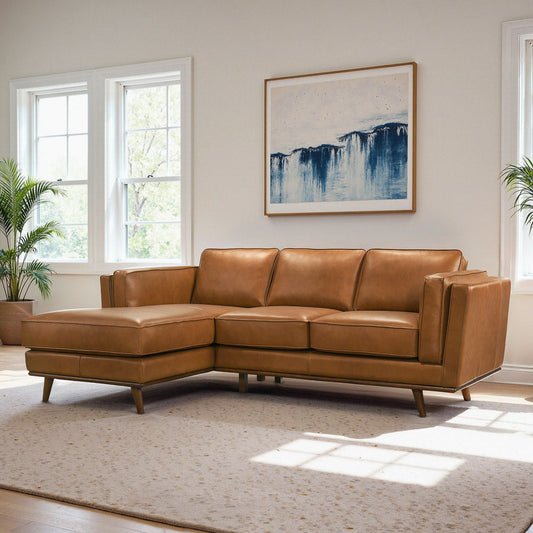 Chase 92" Tan Genuine Leather LAF Sectional