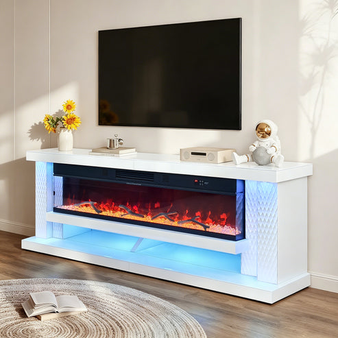 Aira White LED/BLUETOOTH SPEAKERS  Fireplace Entertainment Center