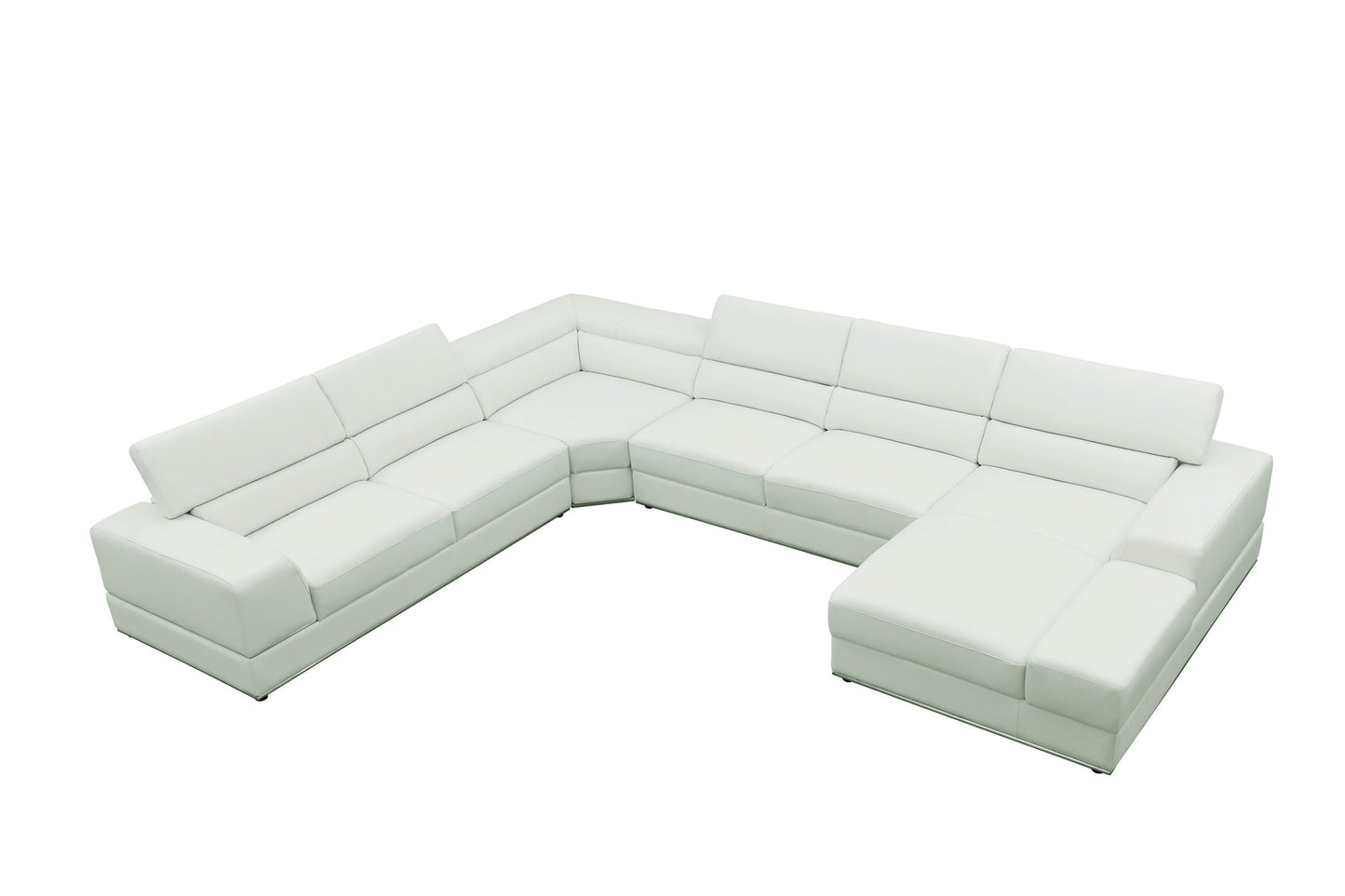 Nella White Sectional Sofa | Italian Leather Match MI-5107