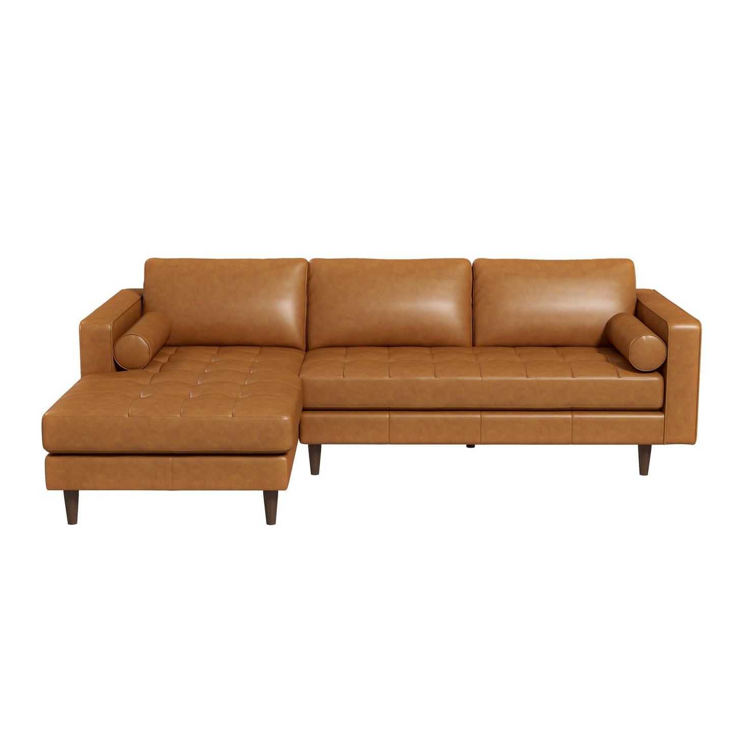 Anthony 101" Tan Leather L Shape Corner LAF Sectional