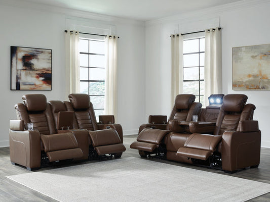 High Impact Tobacco Power Reclining Living Room Set U10601