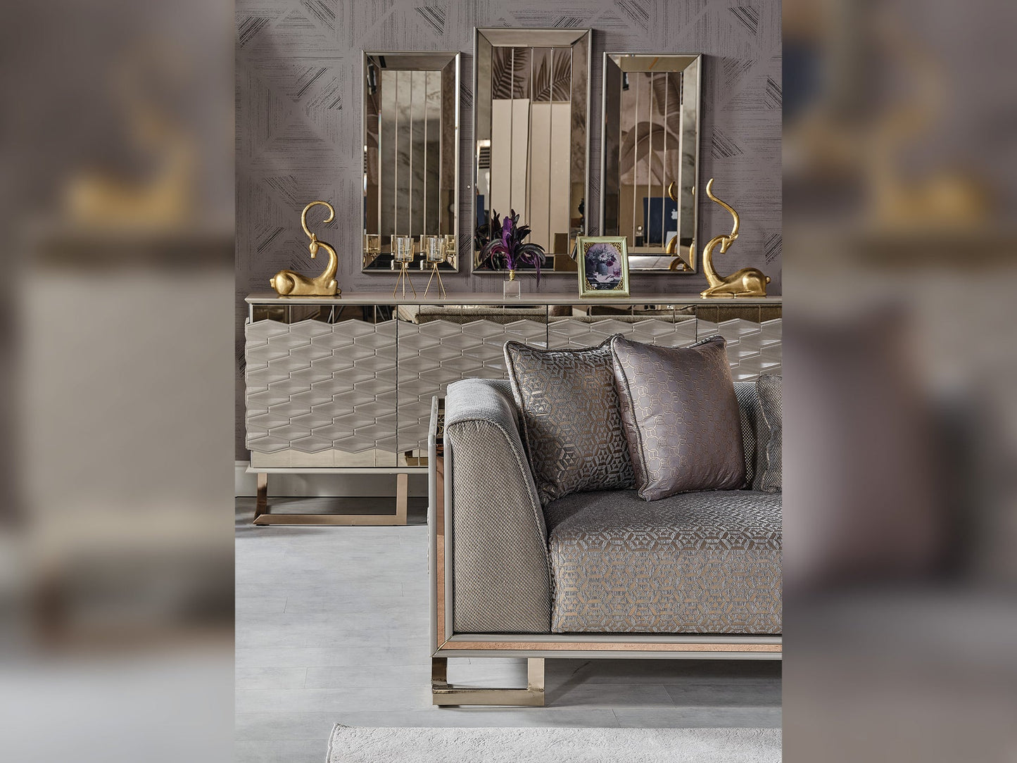 Gokce 3-pieces (2 Sofa & 1 Chair) Livingroom Set Grey