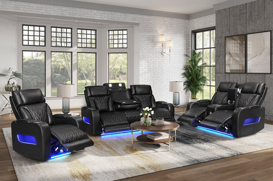 Dubai Black POWER/LED/BLUETOOTH SPEAKERS 3pc Reclining Set