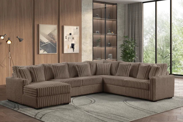 Solana Mocha Corduroy Fabric Sectional