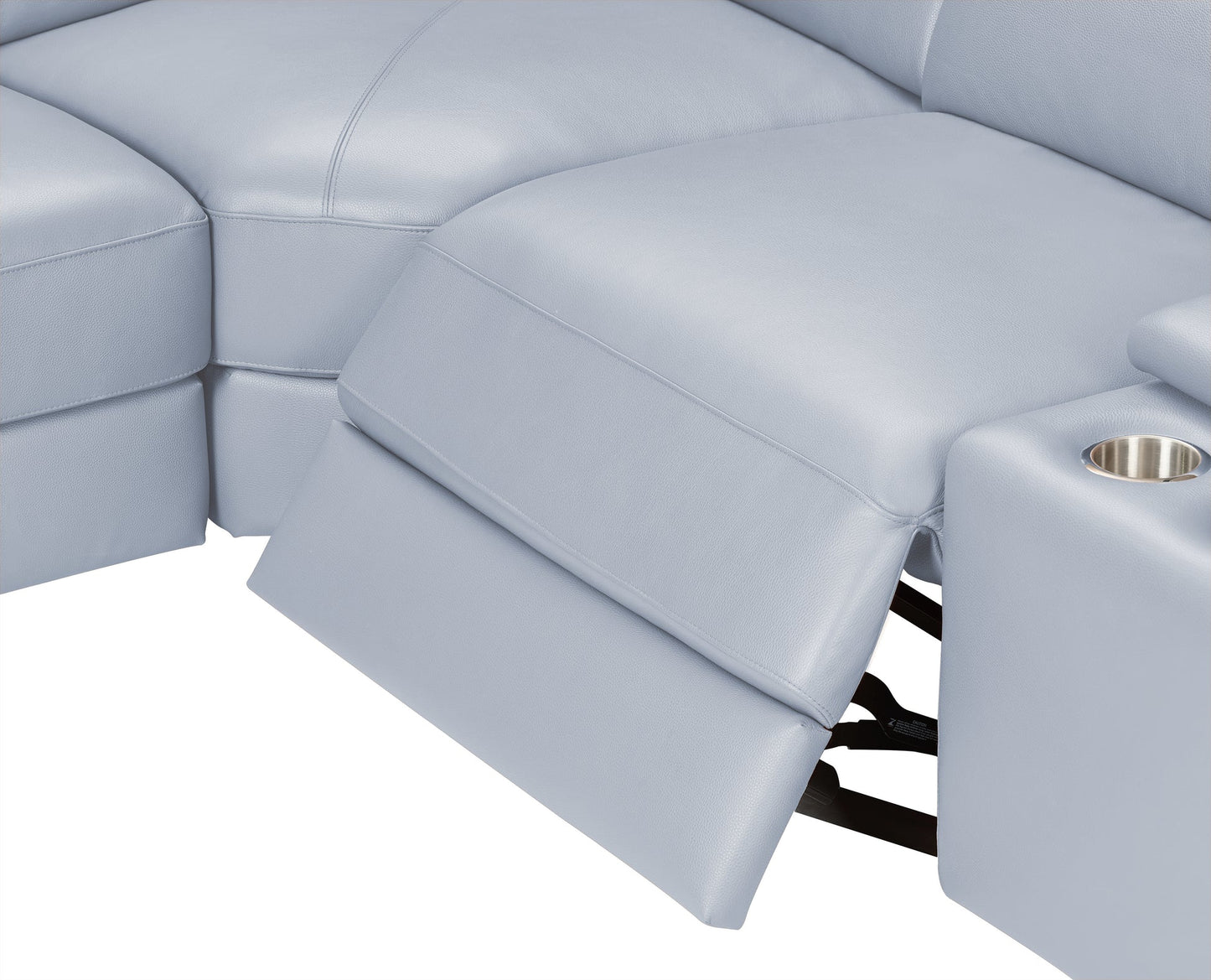Picasso II Light Blue 2-POWER Italian Leather Match 6pc Sectional  MI631