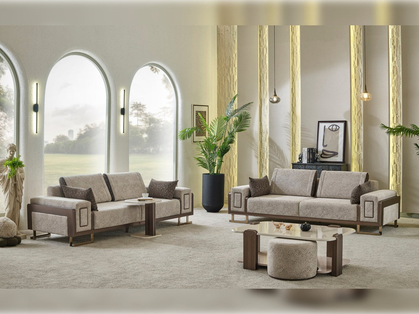 Nirvana 4-pieces (2 Four Seat Sofa & 2 Chair) Livingroom Set Beige