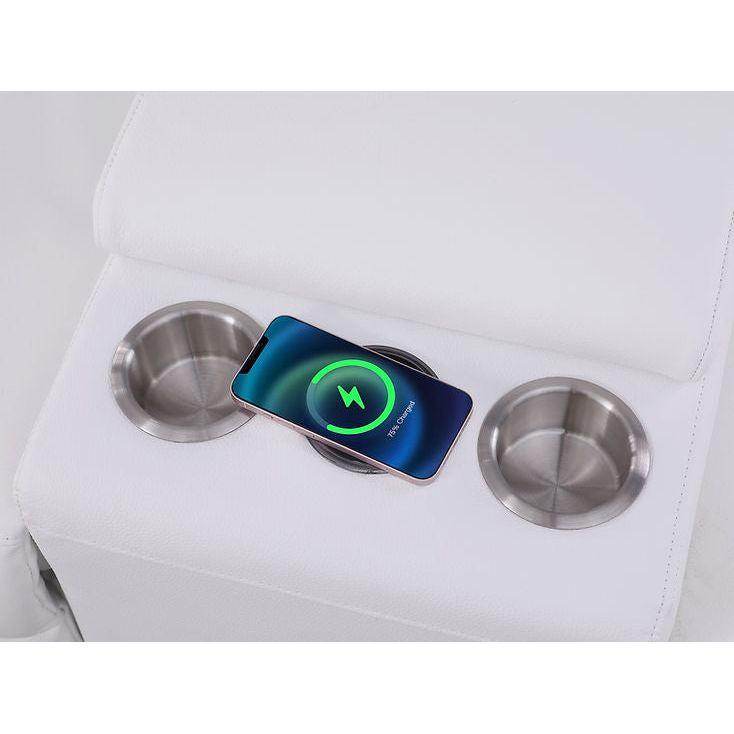 Picasso White 2-POWER  Leather Match 6pc Sectional  MI631