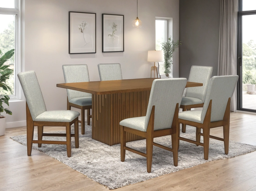 D2800 Brown  7pc Dining Room Set