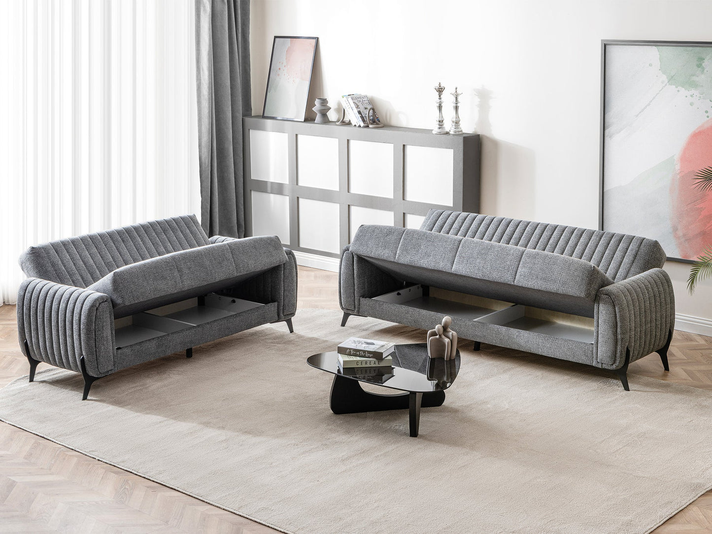 Palermo 3-pieces (Sofa & Loveseat & Chair) Livingroom Set Grey