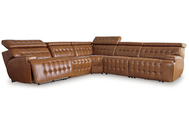 Temmpton Chocolate 5pc POWER Reclining Sectional U92708
