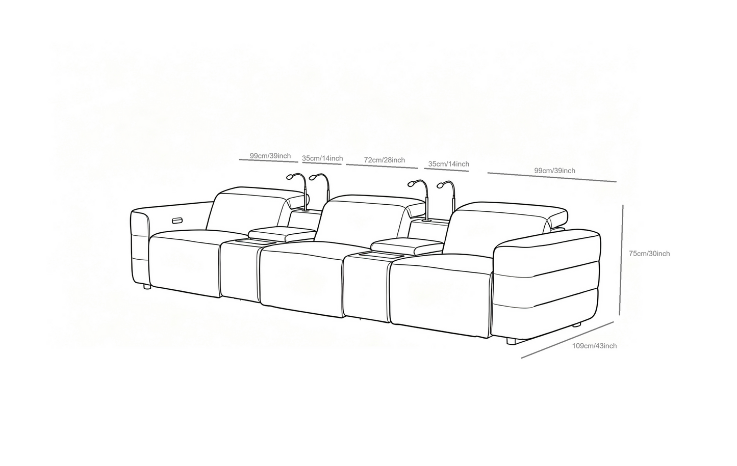 Diamante Grey 3pc POWER Reclining Sofa MI-2515