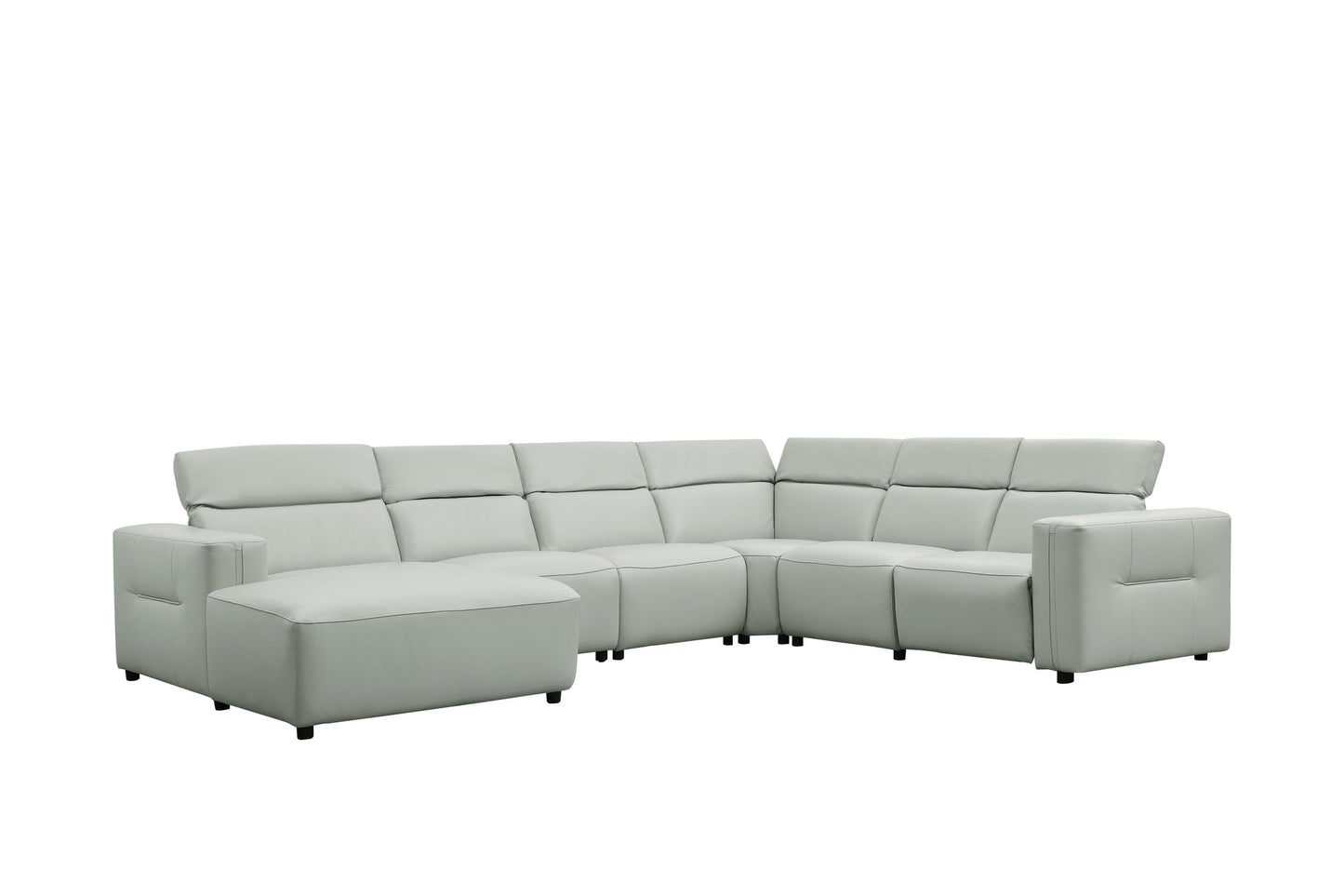 Noel Grey Italian Leather/Match POWER Reclining Sectional with Chaise MI-2525