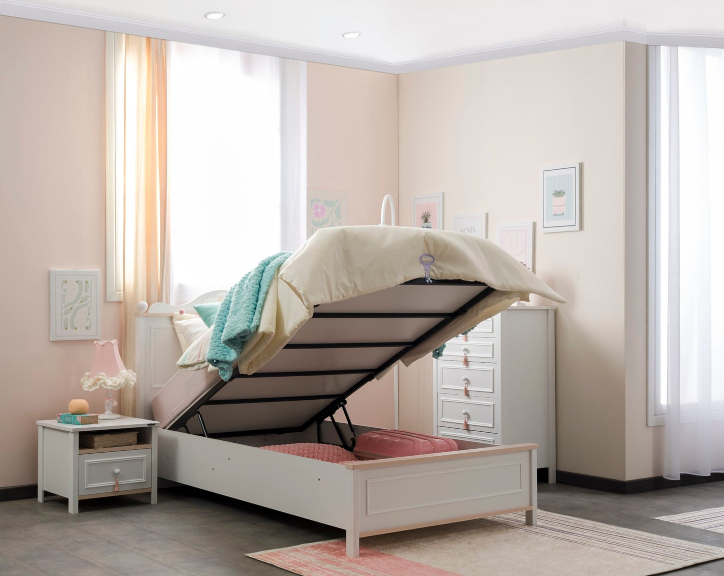 Alya Kids Room Set (Twin Bed &  Study Desk &  Nightstand)