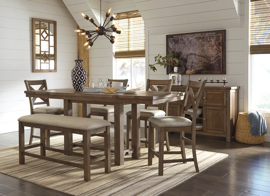 Moriville Grayish Brown Counter Height Set | D631