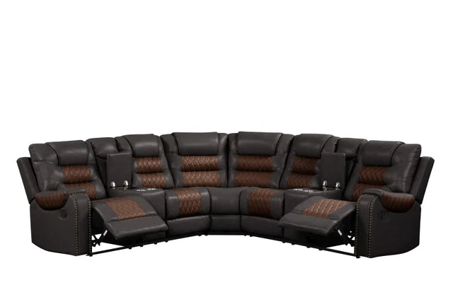 Jordon3 Brown  2tone Reclining Sectional