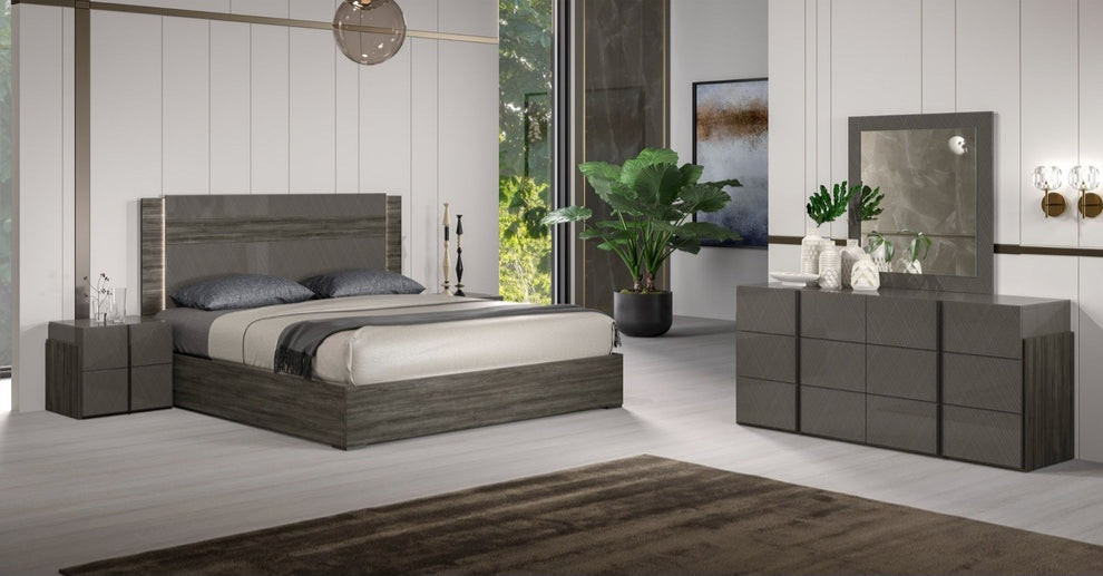 Aryan Collection Grey LED Italian Bedroom Set