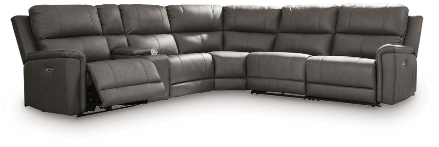 Bleckley Anchor POWER/TOP GRAIN LEATHER 6pc Reclining Sectional| PCU1200131