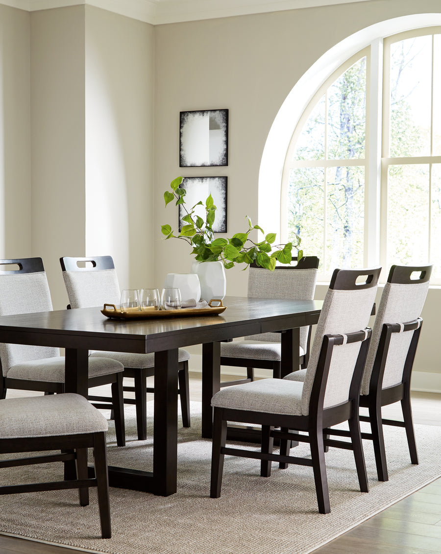 Neymorton Dark Grayish Brown Dining Table and 6 Chairs D618