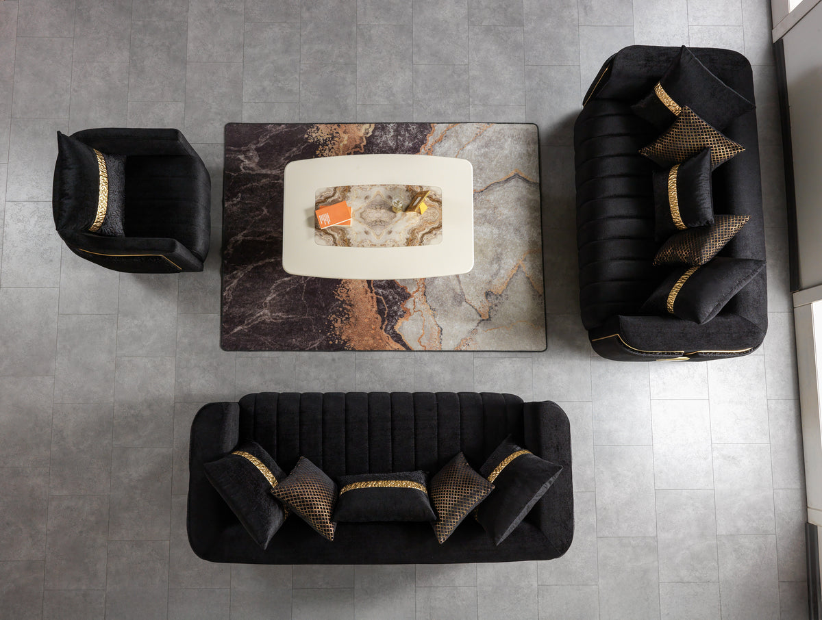 Carlina Black Velvet Living Room Set