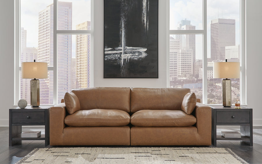 Emilia Caramel GENUINE LEATHER Modular Sofa and Loveseat 3090146