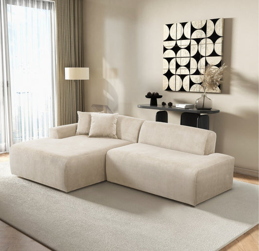 Mar Cream LAF Sectional Corduroy Sofa