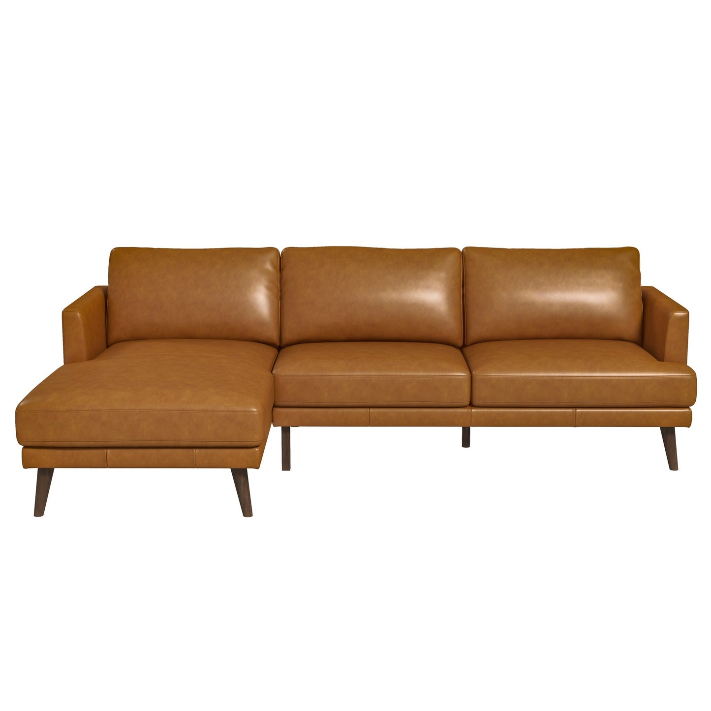 Lore Tan L-Shaped Genuine Leather LAF Sectional