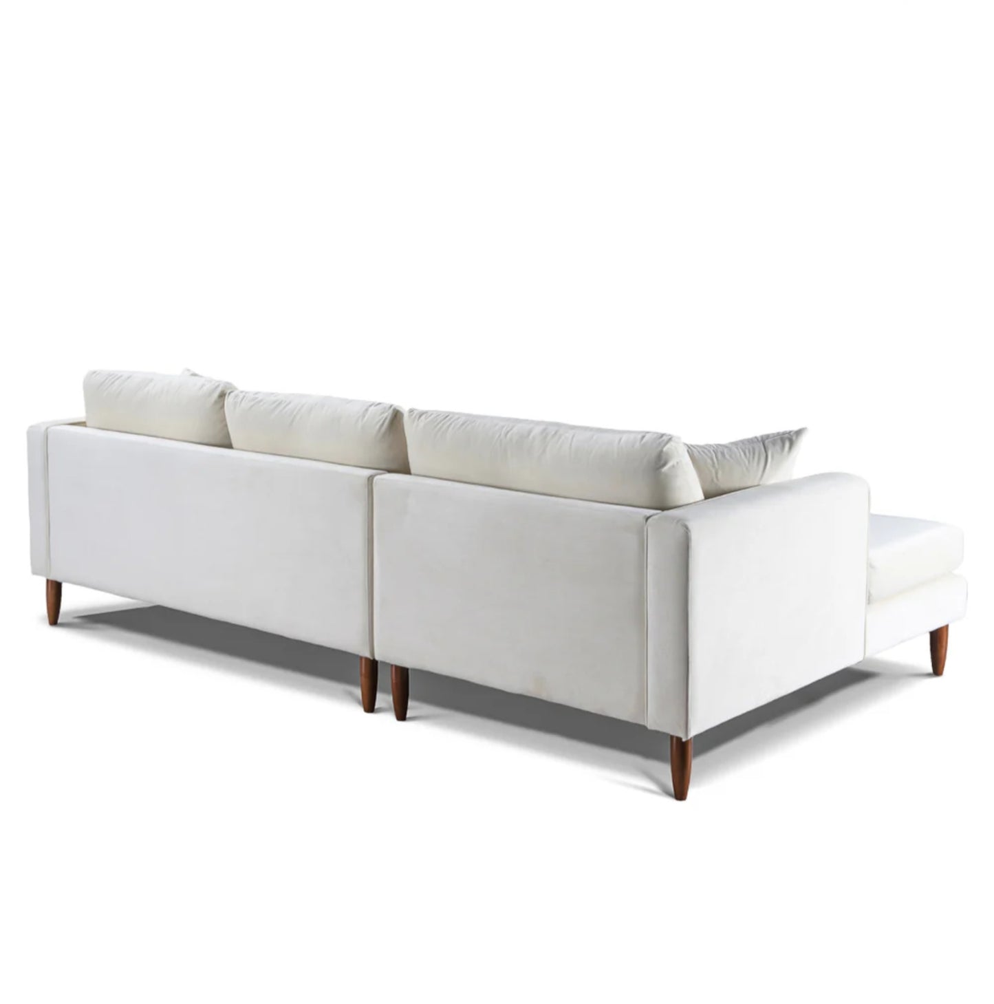 Blake 107" Cream Velvet L-Shaped Sectional Sofa Left Facing