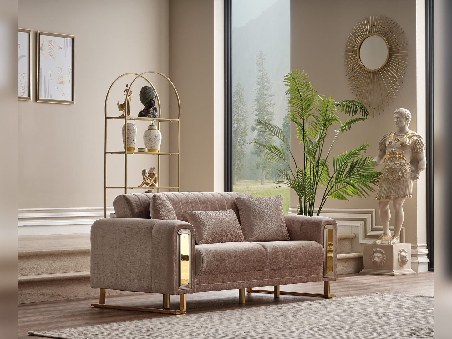 Lotus 3-pieces (Sofa & Loveseat & Chair) Livingroom Set Cream