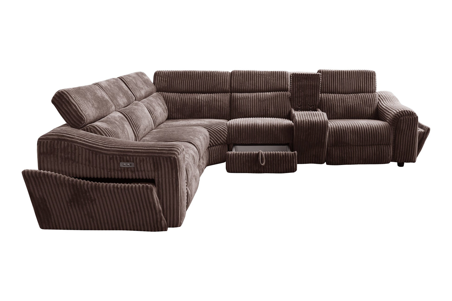 Yash Brown Corduroy POWER Reclining Sectional S7033