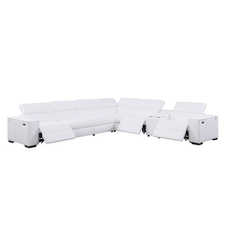 Picasso White 3-POWER  Leather Match 7pc Sectional  MI631