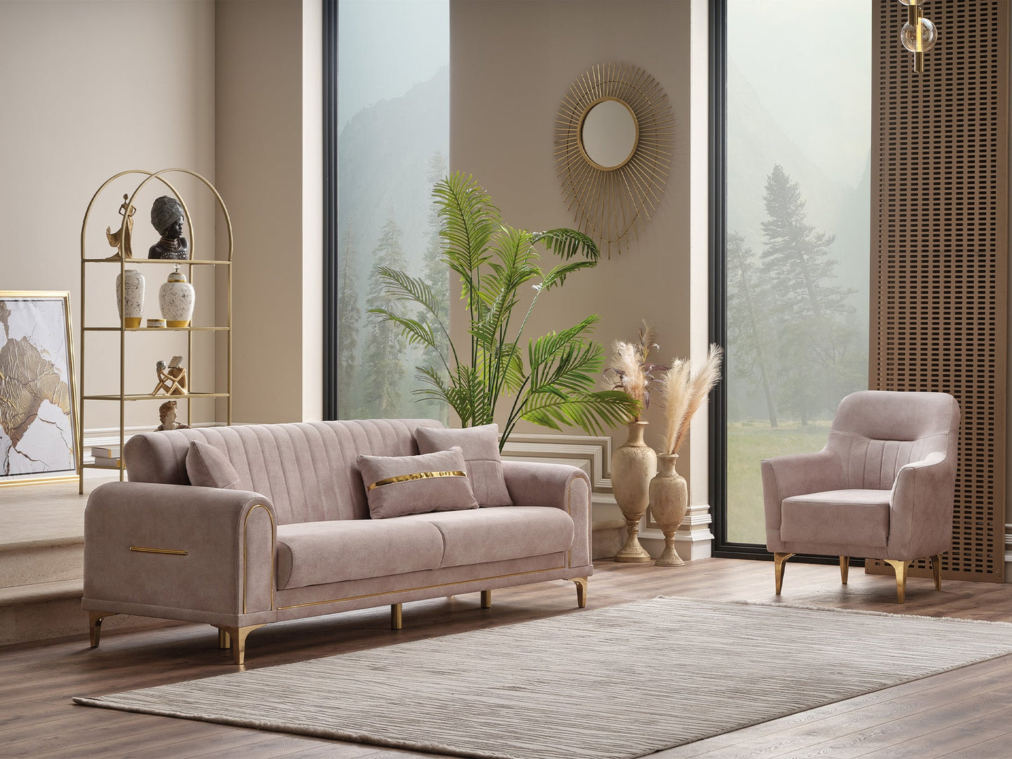 Orion 3-pieces (Sofa & Loveseat & Chair) Livingroom Set Cream