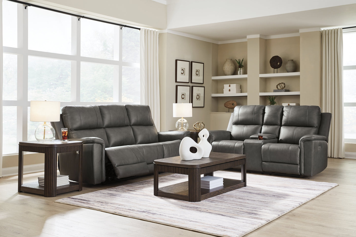 Bleckley Anchor POWER/TOP GRAIN LEATHER Reclining Sofa andLoveseat| PCU1200015