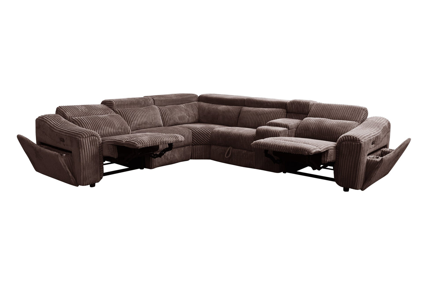 Yash Brown Corduroy POWER Reclining Sectional S7033