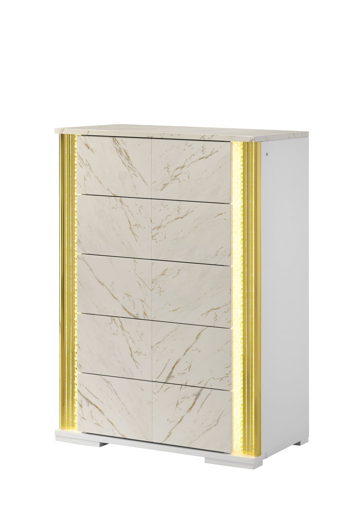 Mika White/Gold LED Panel Bedroom Set B31