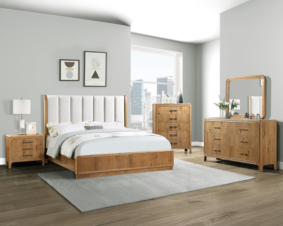 Westcott Cerused Natural Upholstered Panel Bedroom Set B1500