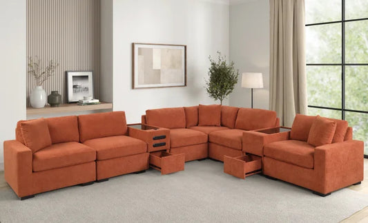 Barista Rust BLUETOOTH SPEAKERS 8pc Modular Sectional Set