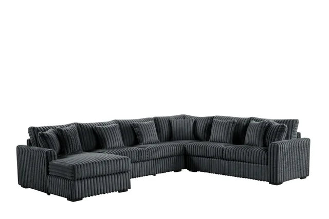 Solana Charcoal Corduroy Fabric Sectional