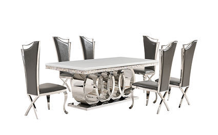 Giovanni White/Chrome Dining Table D620
