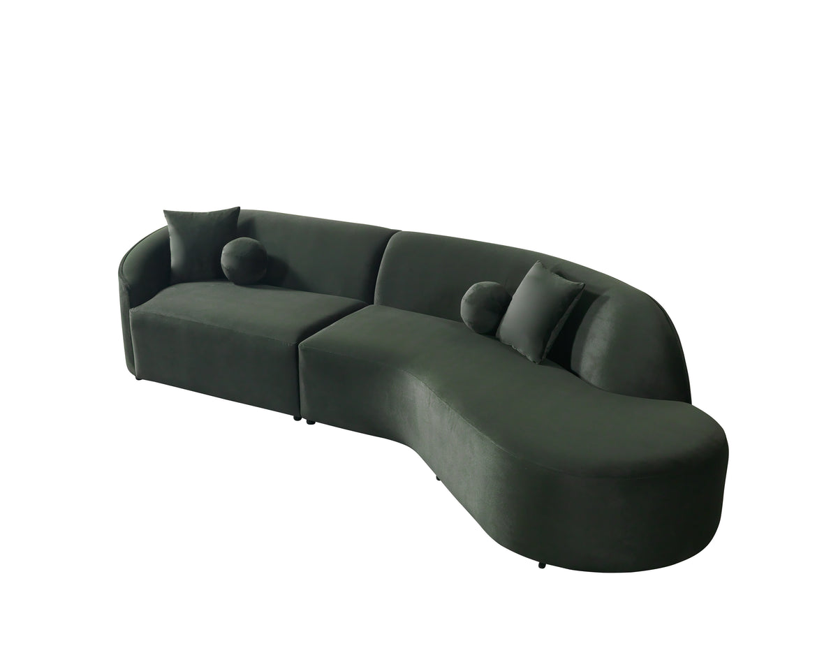 Cloe Green Velvet Curved 134" RAF Sectional