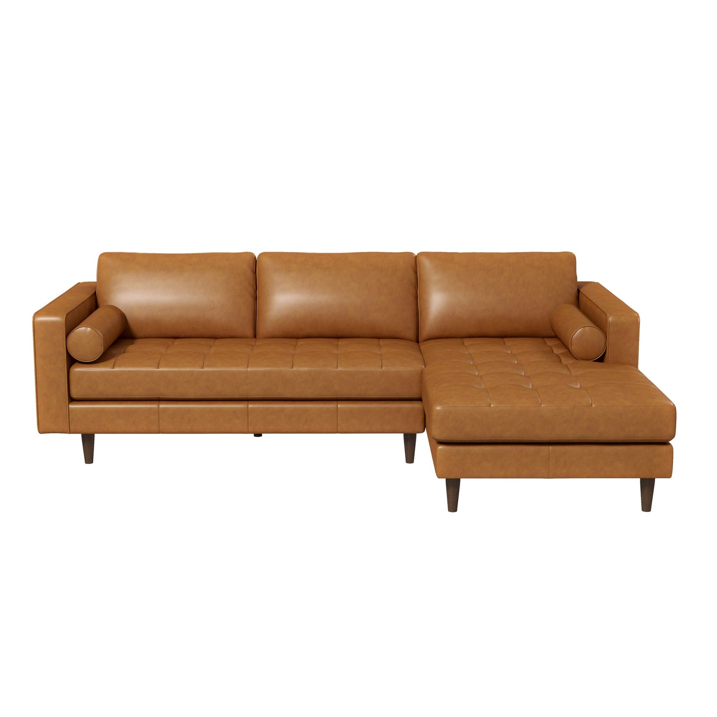 Anthony 101" Tan Leather L Shape Corner RAF Sectional