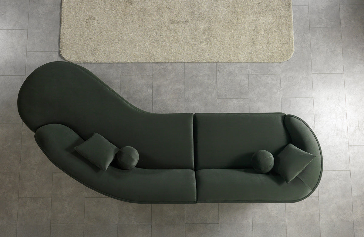 Cloe Green Velvet Curved 134" RAF Sectional