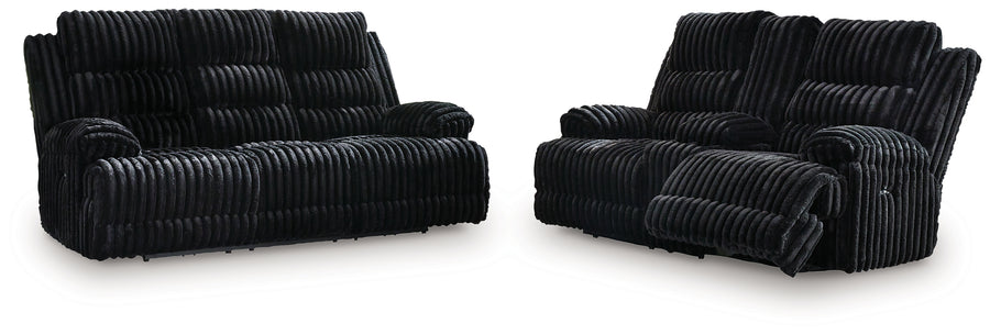 Rhine Falls Onyx POWER Sofa and Loveseat 42805
