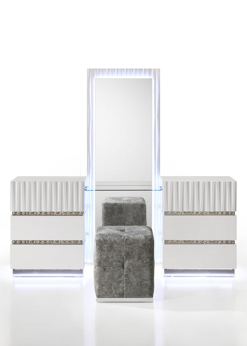 Lisbon White LED Vanity Set with Stool B32