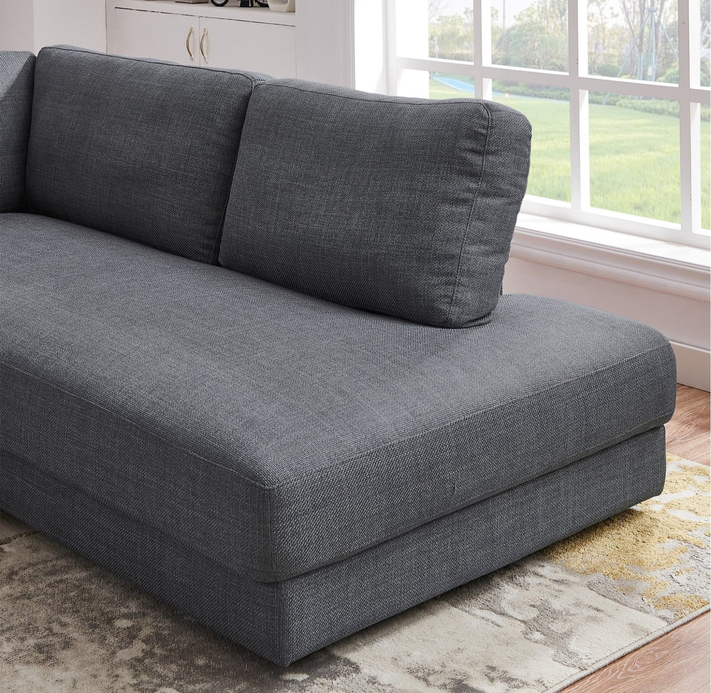 Glander 108" Grey Linen Sectional Sofa Right Facing