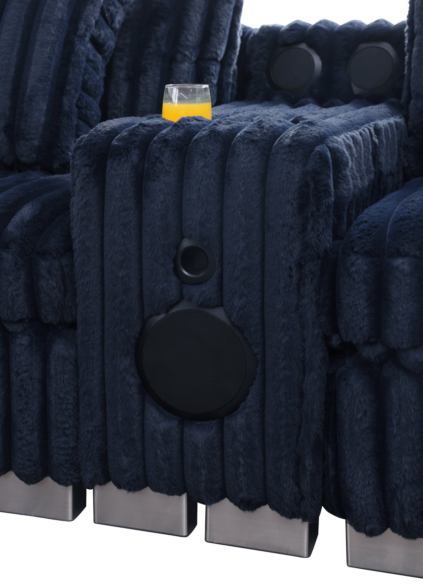 Snuggle Station Blue Corduroy BLUETOOTH SPEAKERS 7pc Sectional  S329